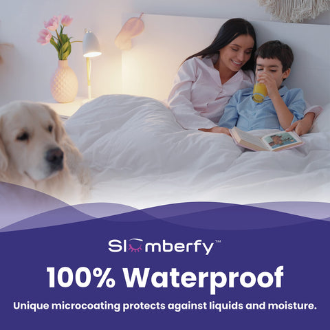 Slumberfy fitted-sheet style, 18-inch pocket, fits many queen beds.