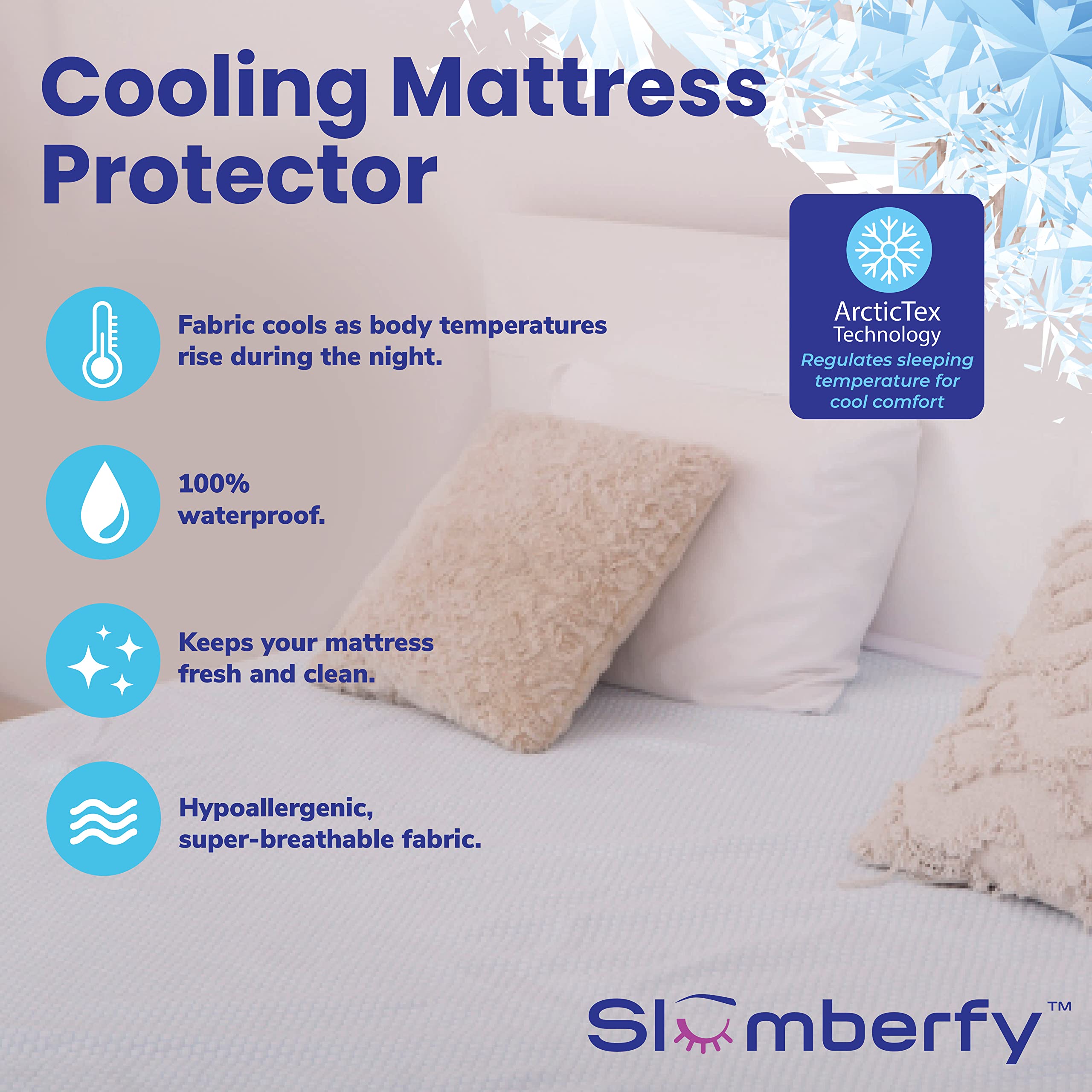 Slumberfy waterproof top layer blocks spills quietly.