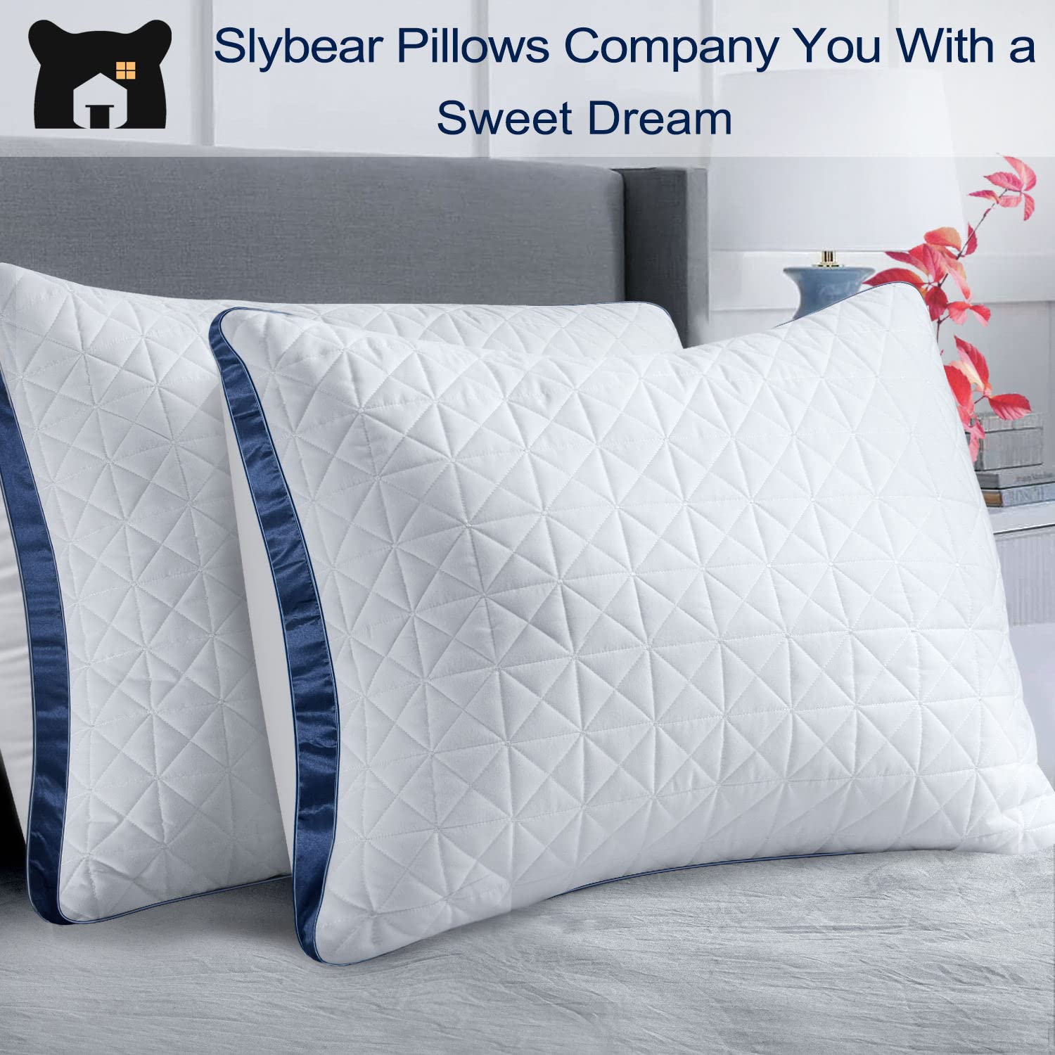 Slybear pillow suitable for side, back, and stomach sleepers with breathable cover.