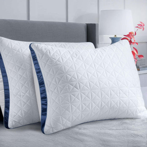 Slybear king size pillow set 2 front view with gusset maintaining shape.