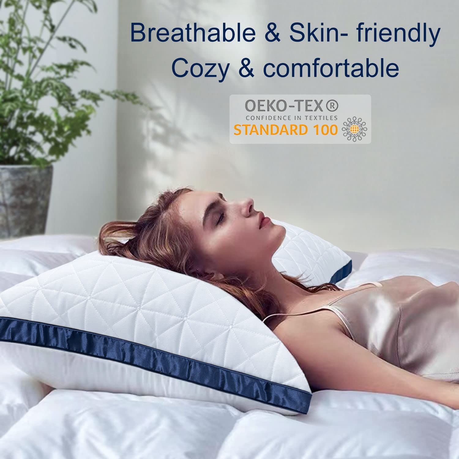 Slybear queen pillow showing sapphire blue gusset to help maintain shape