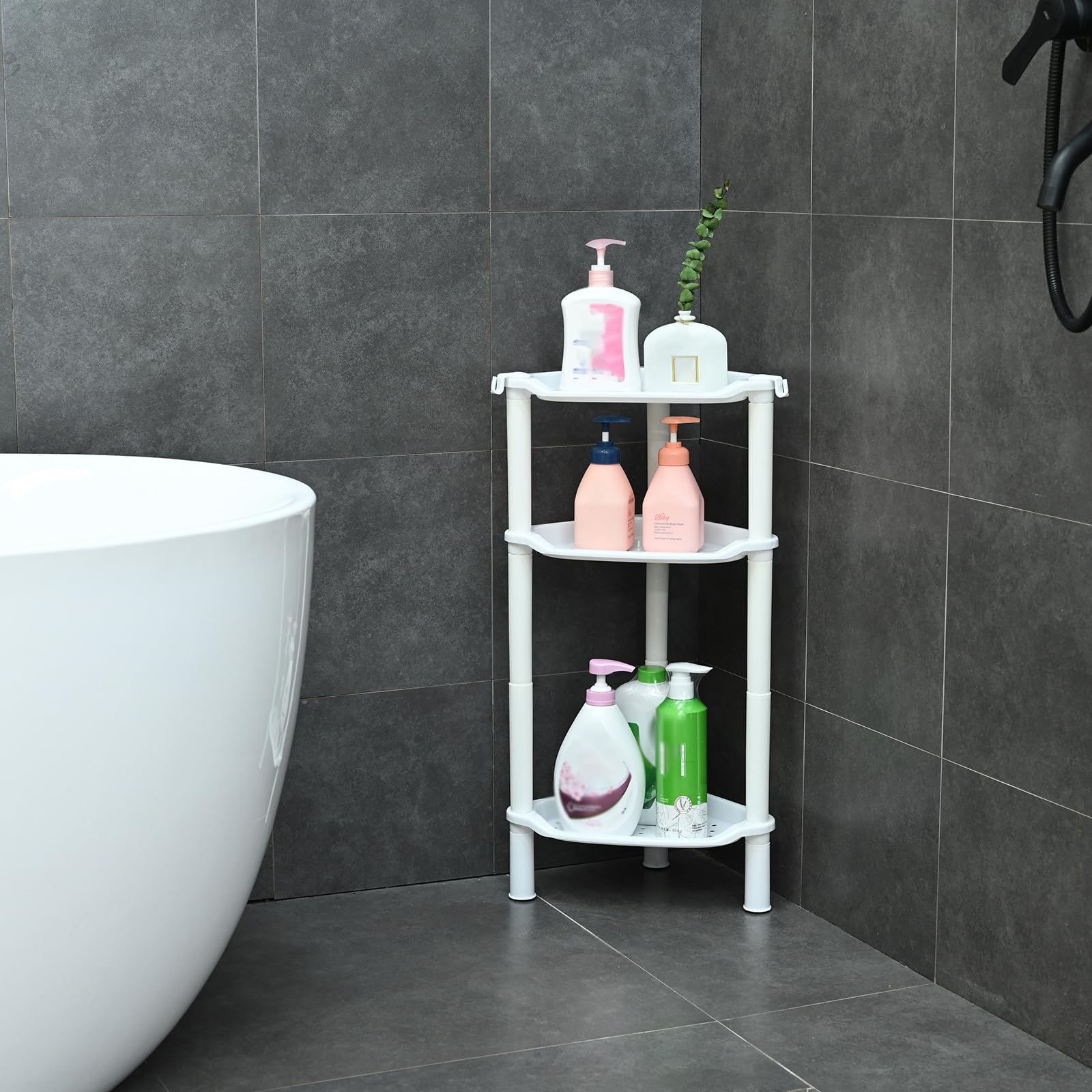 SLZBCY 3-Tier Corner Shower Caddy drainage holes promote quick drying.