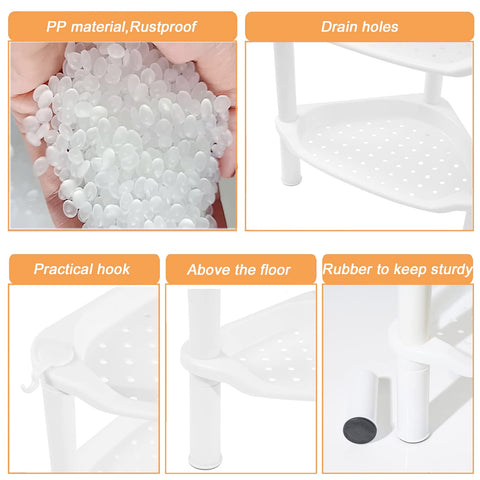 SLZBCY 3-Tier Corner Shower Caddy rustproof plastic resists moisture buildup.