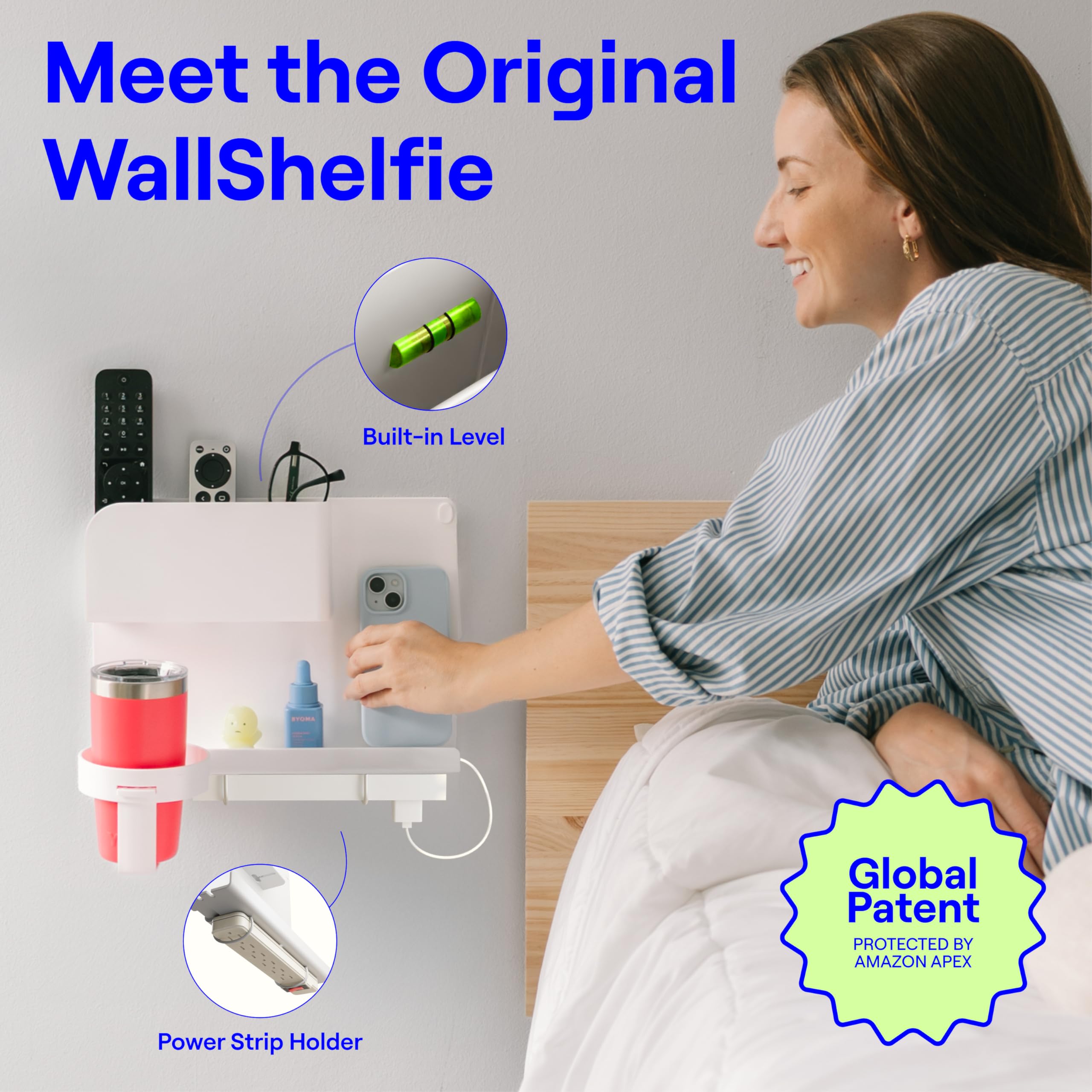 Smallish Wallshelfie built-in level guarantees precise mounting and aligned shelves.