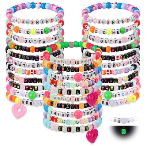 SMAODSGN 32Pcs glow-in-the-dark music bracelets for night festival moments