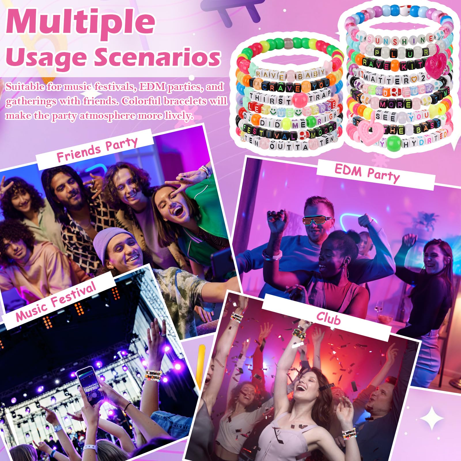 SMAODSGN bracelets at a festival creating vibrant night photos