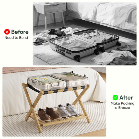 Smart FENDEE foldable luggage rack compact storage under bed