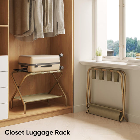 Smart FENDEE luggage rack assembled stand on a floor for stable support