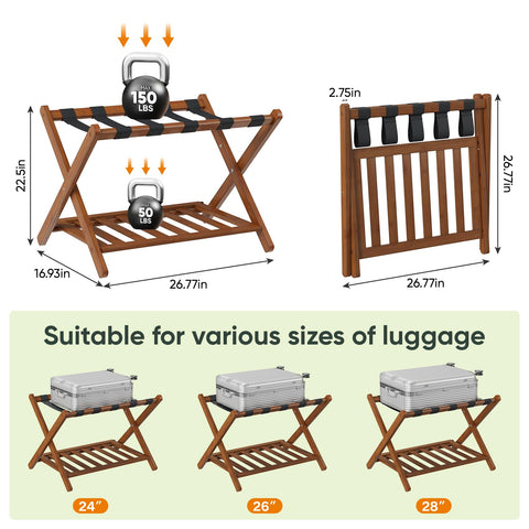 Guest room use with Smart FENDEE luggage stand to organize luggage.
