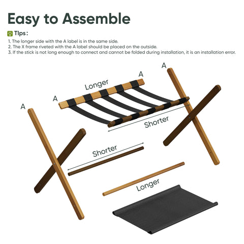 Smart FENDEE luggage rack wood finish side view with stylish hotel-grade design