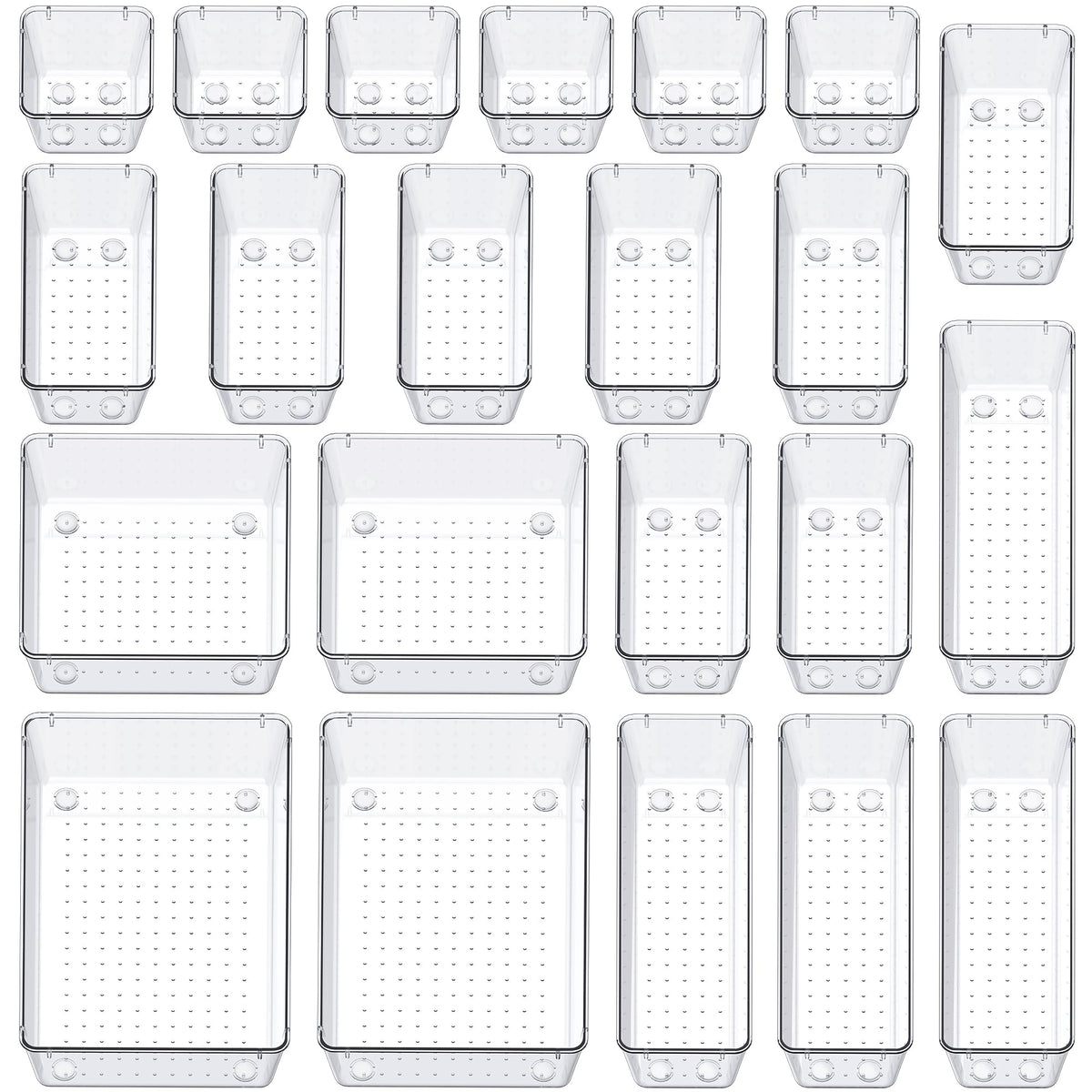 Smartake five-size clear drawer organizers for versatile storage
