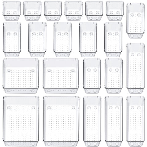 Smartake five-size clear drawer organizers for versatile storage
