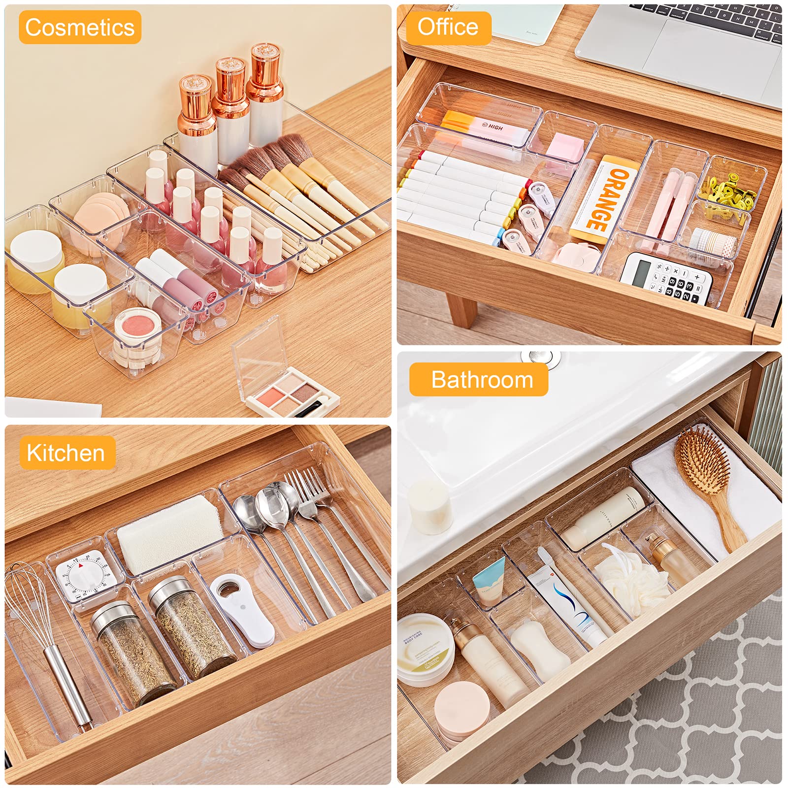SMARTAKE kitchen utensils organization tray keeps drawers tidy and efficient.