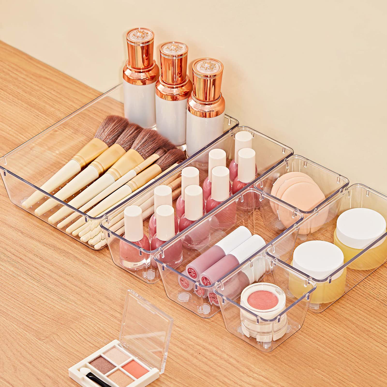 SMARTAKE non-slip silicone pads prevent movement for stable drawer organization.