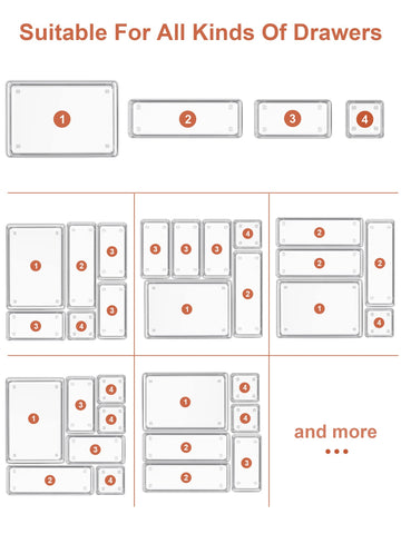 Easy-clean drawer storage trays wiped clean with mild soap