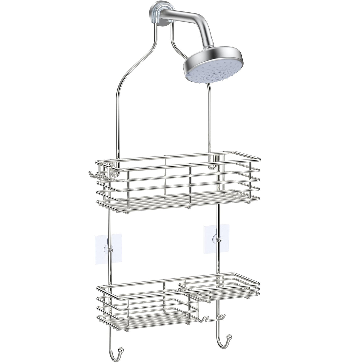 SMARTAKE hanging shower head caddy front view showing rustproof storage