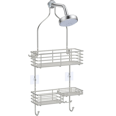 SMARTAKE hanging shower head caddy front view showing rustproof storage