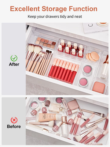 SMARTAKE makeup drawer organizer keeps tools easy to find.