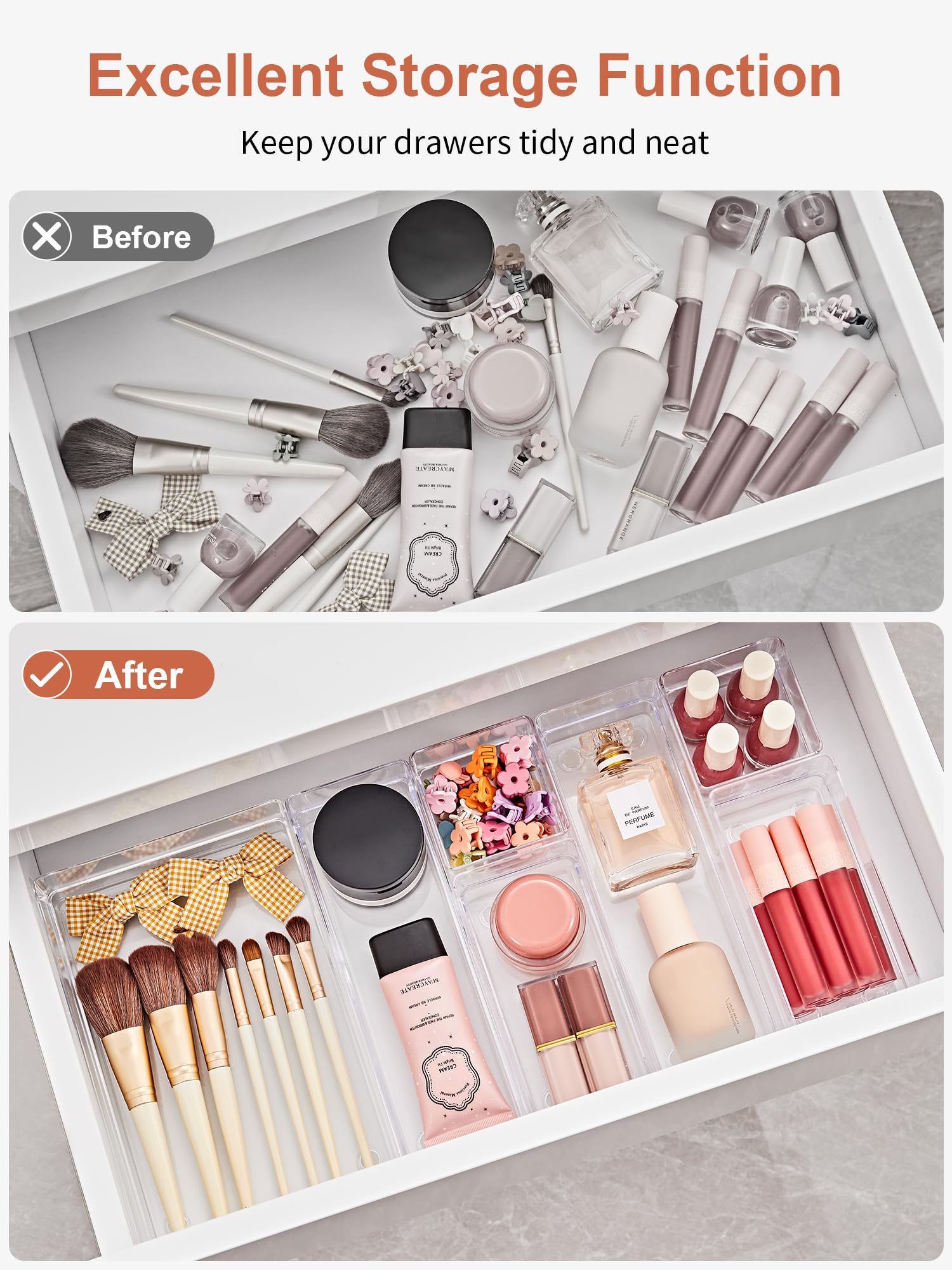 SMARTAKE non-slip silicone pads prevent sliding during drawer rearrangement.