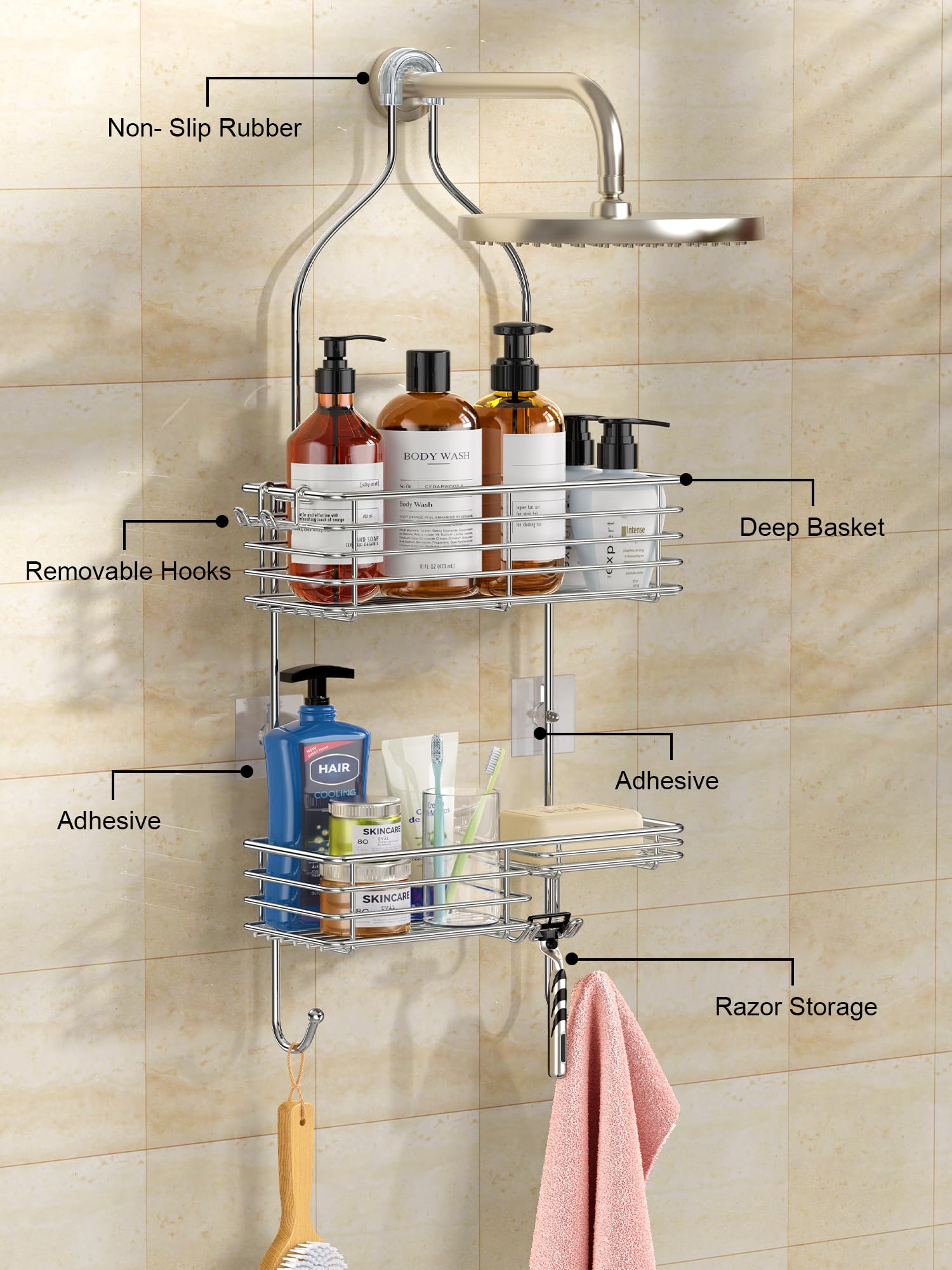 SMARTAKE fixed hooks for razors and towels on caddy