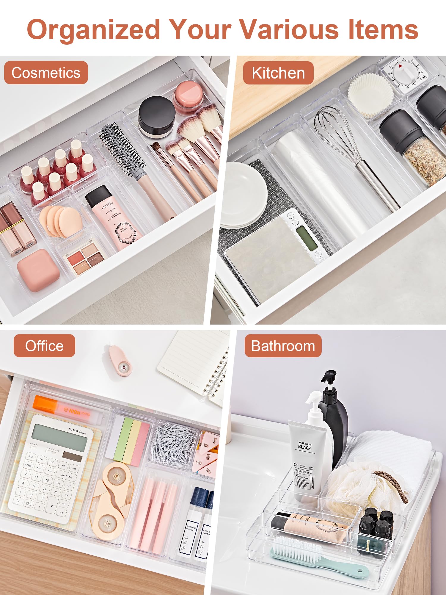 SMARTAKE stackable trays help maximize small spaces and fit within varied drawer depths.