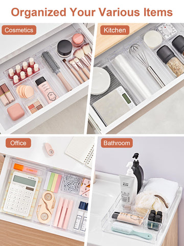 SMARTAKE stackable trays help maximize small spaces and fit within varied drawer depths.