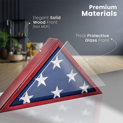 Inside view of the SmartChoice flag display showing the flag inside the case.