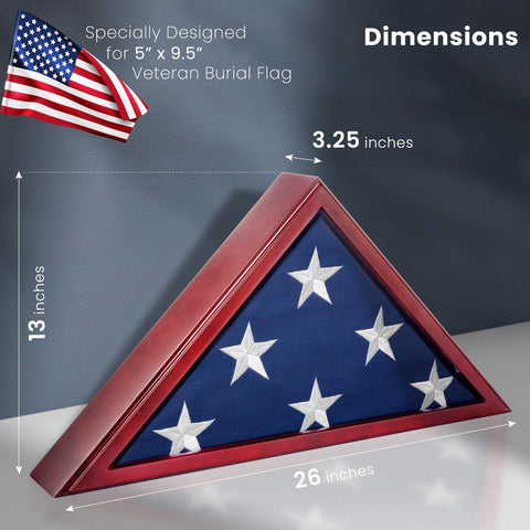 Folded flag fit demonstrates standard 5' x 9.5' flag accommodation.