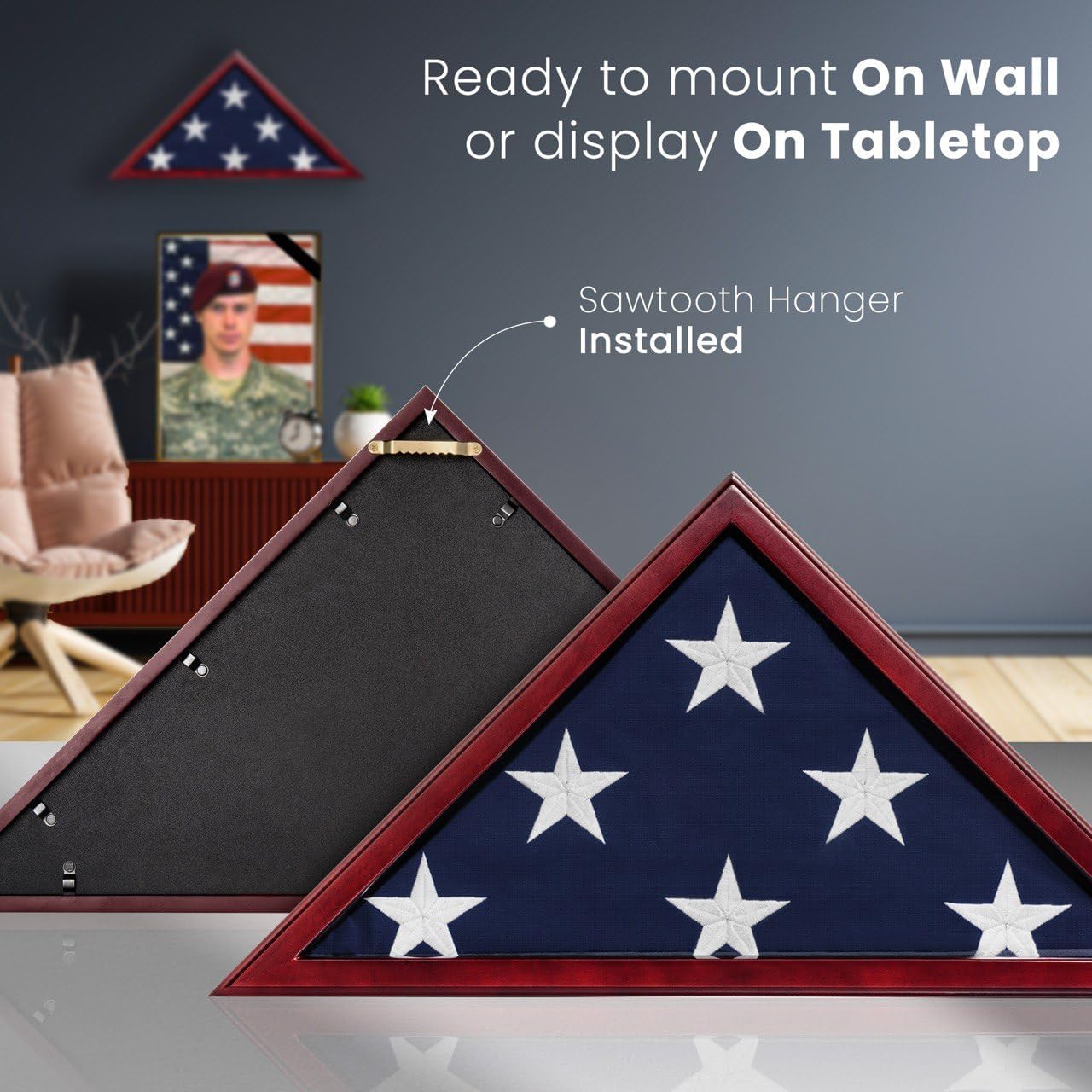 Sturdy base supports desktop or wall display for flexible placement.