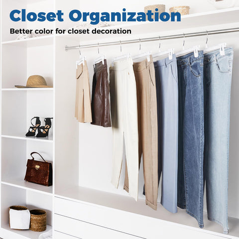 Smartor hangers stacked neatly in a closet.