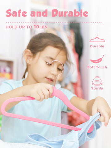 Smartor Durable Velvet Hangers provide sturdy daily use for children.
