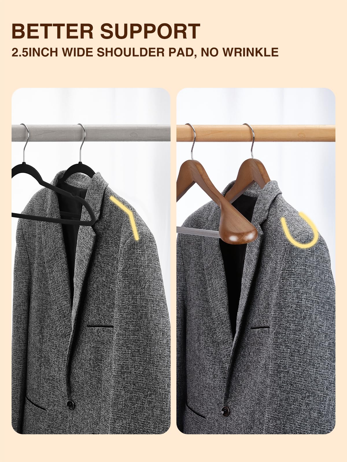 Smartor elegant walnut finish hanger adds premium closet appeal.