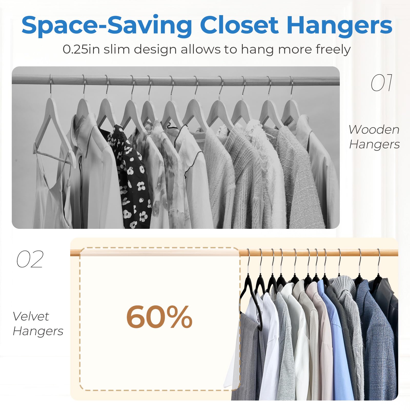 Smartor Hangers curved shoulders demonstrate garment shape preservation.