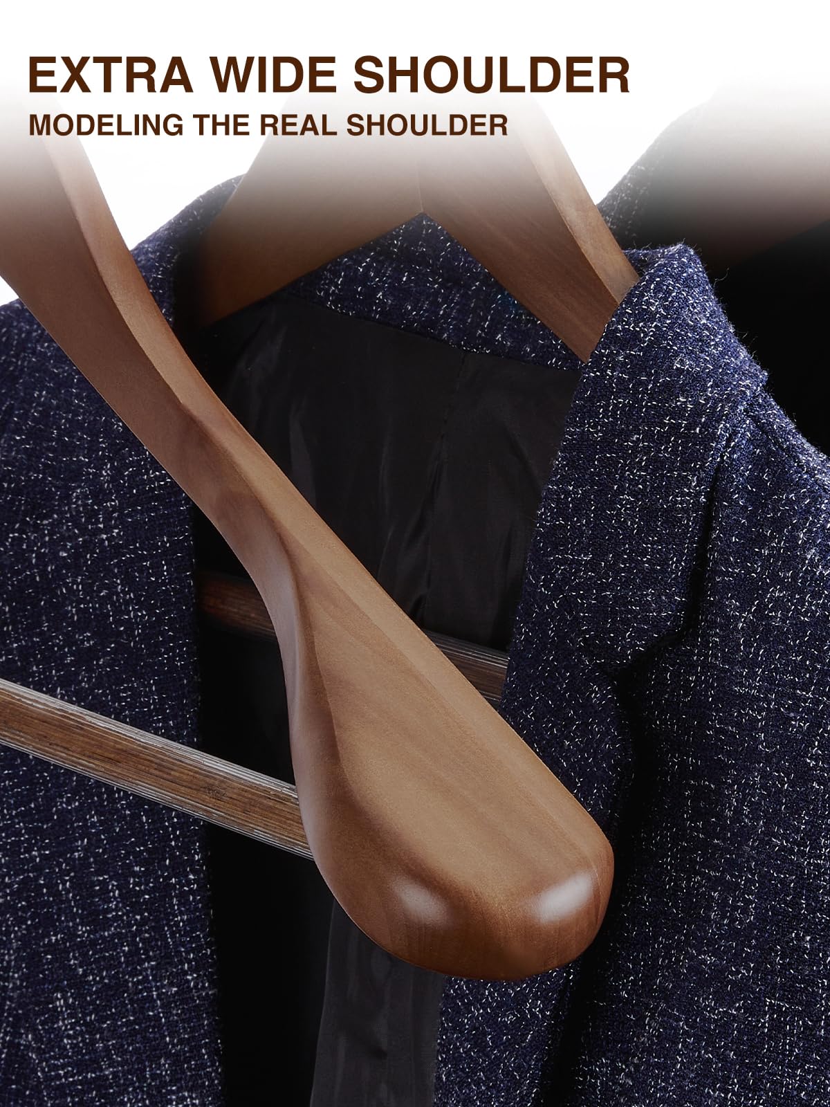 Smartor heavy-duty wood hanger supports coats up to 20 lbs.