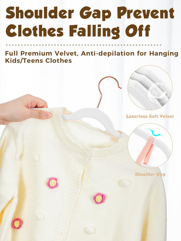 Smartor Kids 14-inch velvet hangers maximize closet space while keeping outfits neat.