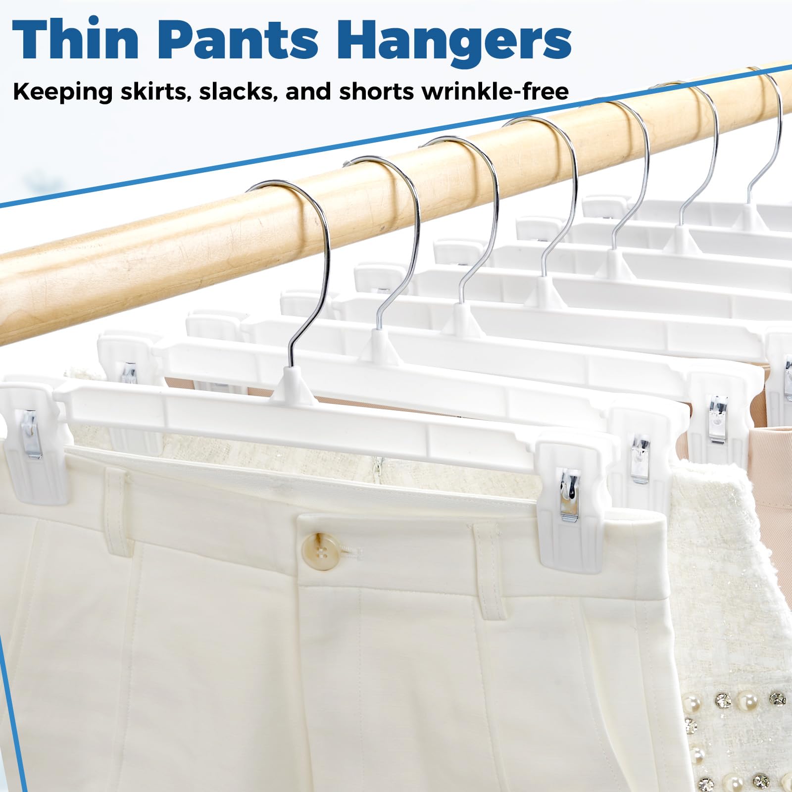 Smartor multi-use hangers suitable for skirts and jeans.