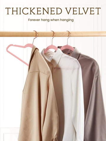 Smartor rose gold velvet hangers with non-slip grip for delicate fabrics and tidy wardrobes