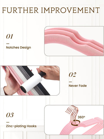 Smartor notches and curved shoulders keep garments secure on hangers
