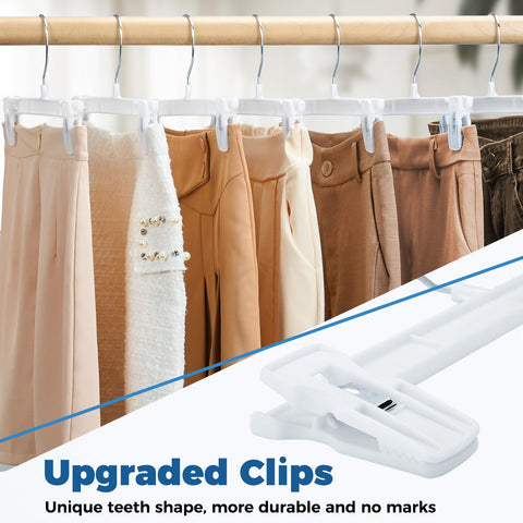 Smartor pants hangers close-up showing strong grip clips.
