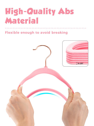 Smartor Pink hue velvet hangers brighten a kid’s closet.