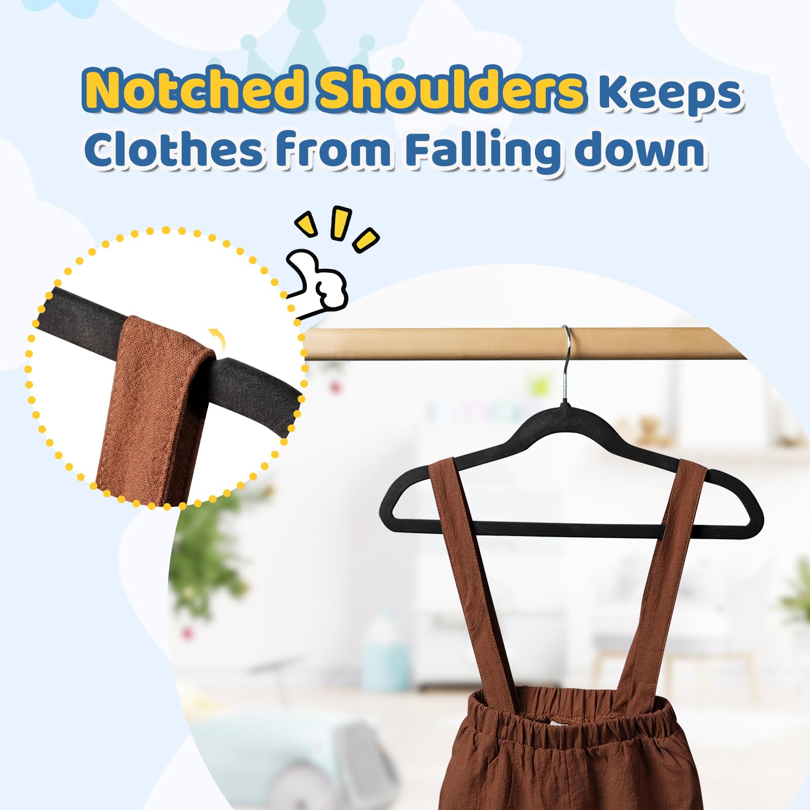 Smartor Premium lightweight kid hangers support varied clothing without bending.