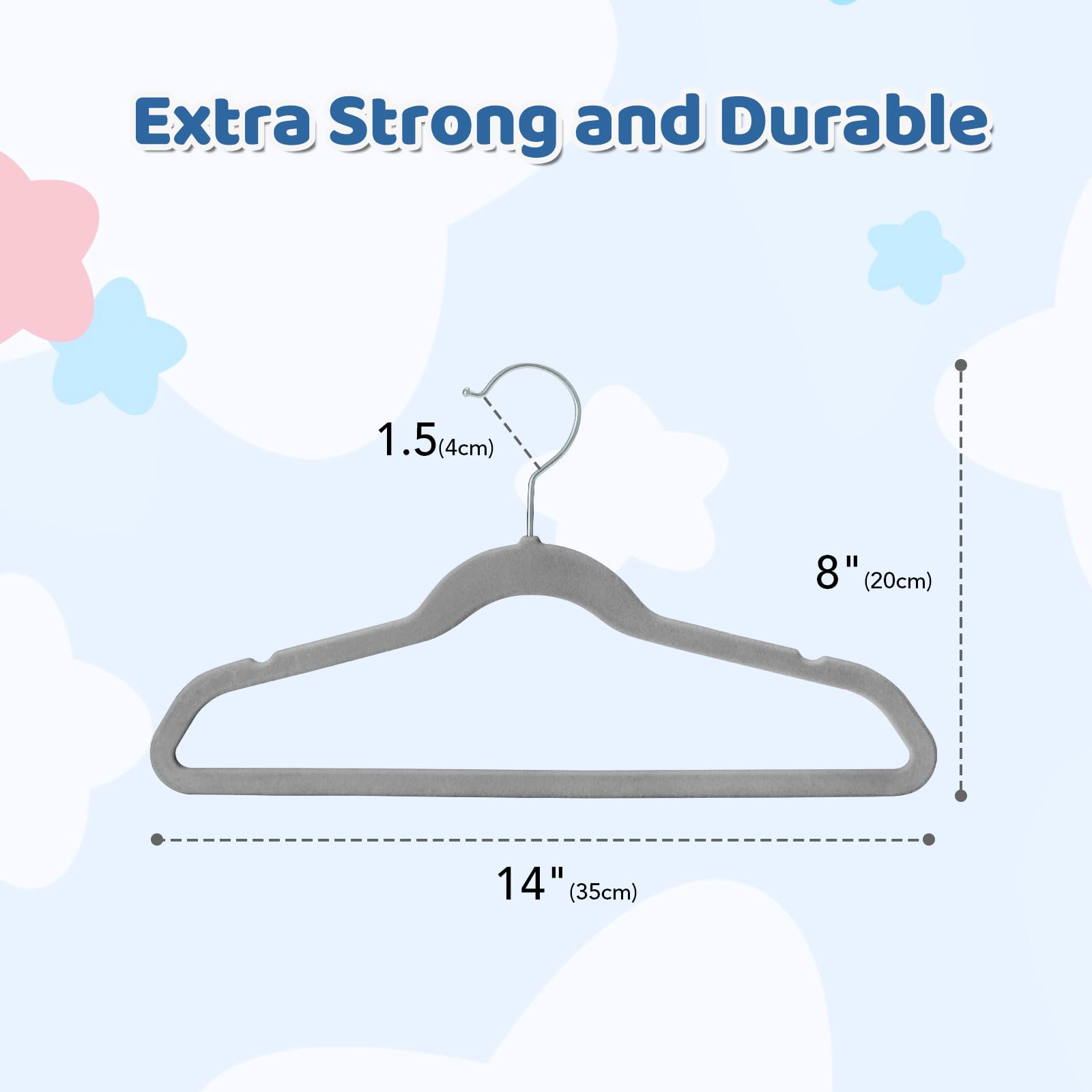Smartor Premium kids hangers chrome swivel hook for smooth rotations.