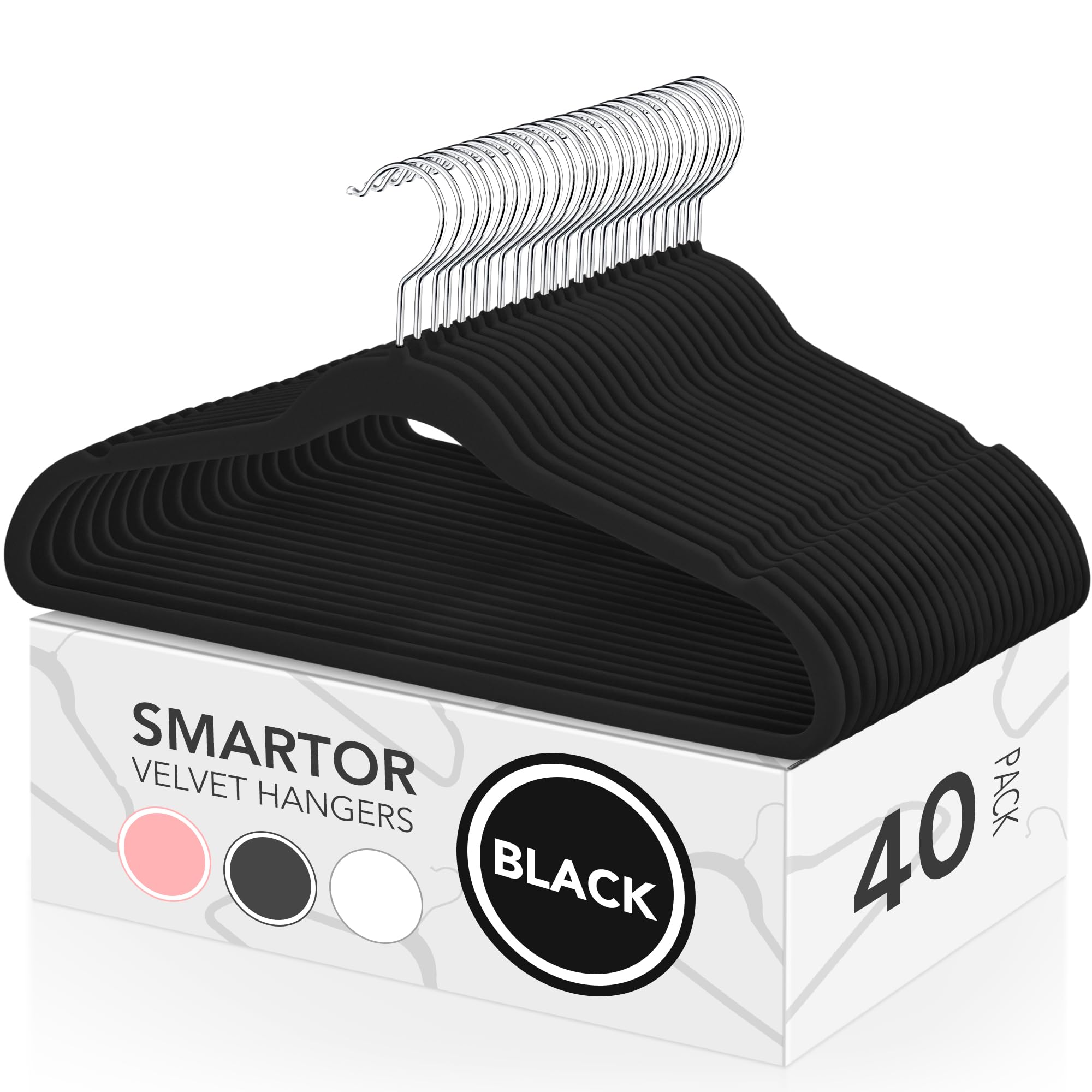 Smartor velvet hangers 40-pack with non-slip grip for heavy coats
