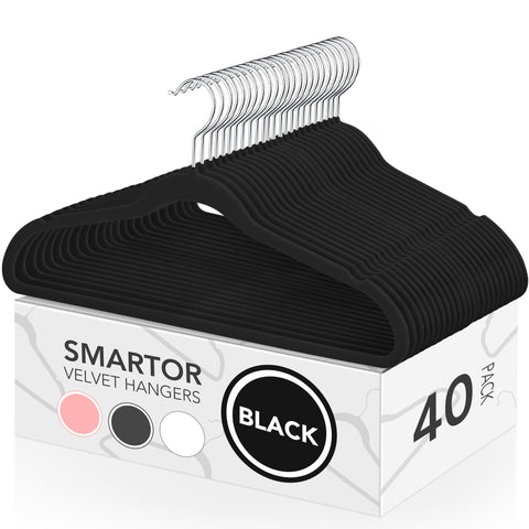 Smartor velvet hangers 40-pack with non-slip grip for heavy coats