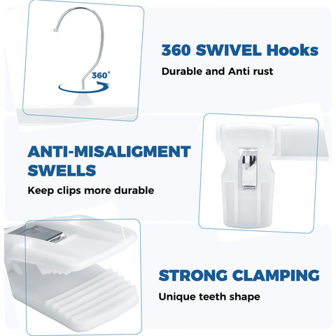 Smartor white hangers with flat clips reduce marks.