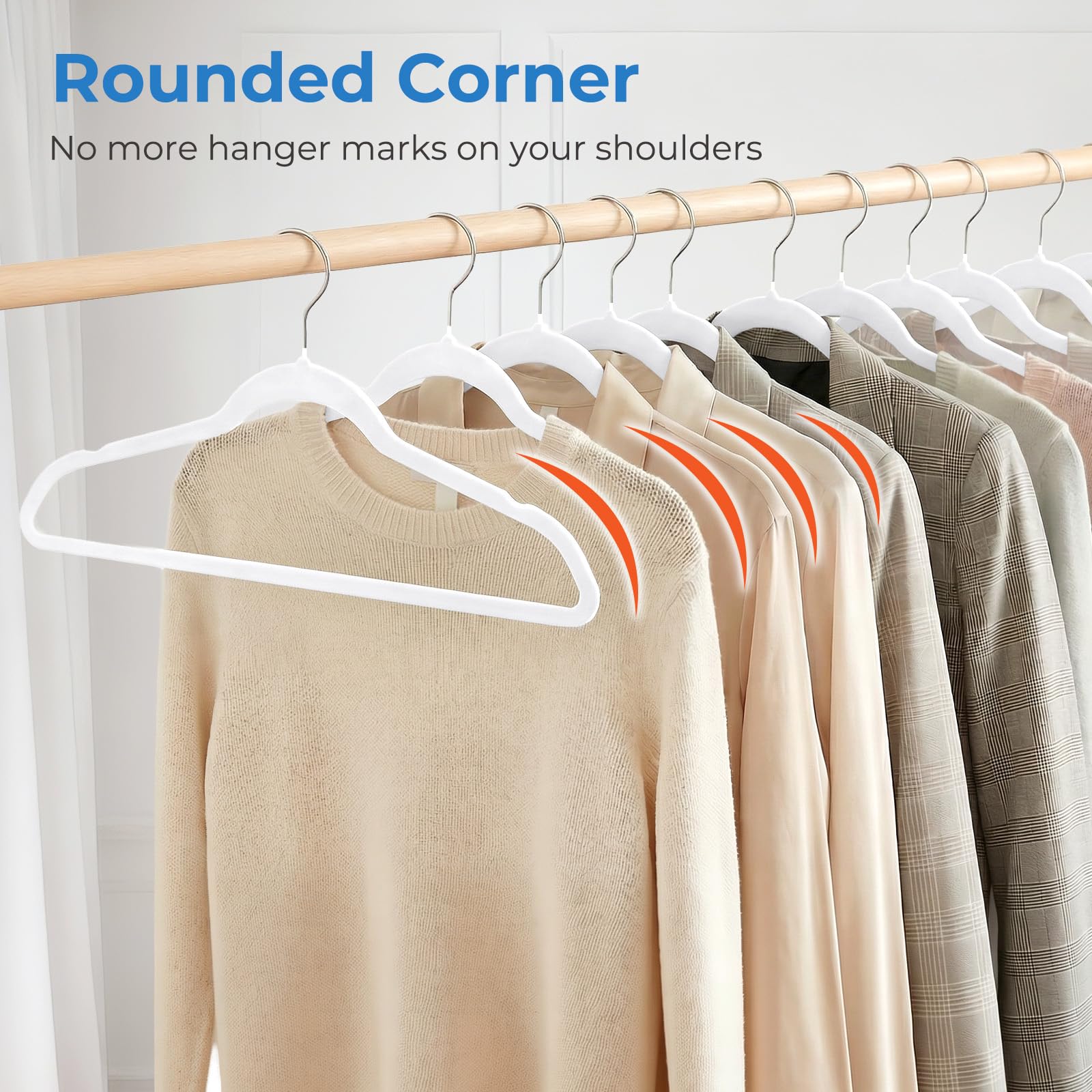 Smartor closet setup with velvet hangers maximizing space.
