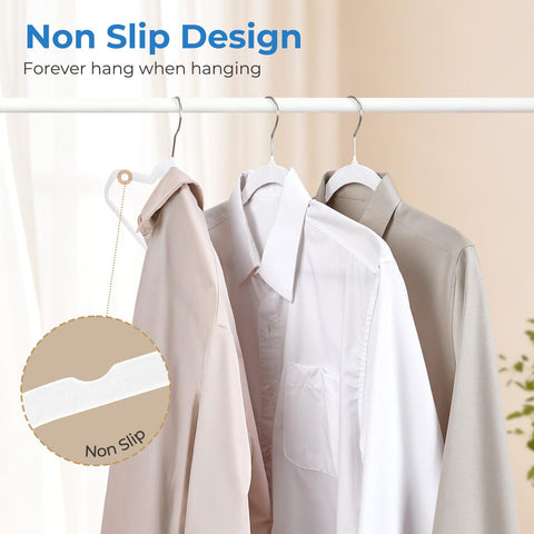 Smartor White Velvet Hangers 50-pack side view highlighting slim profile.