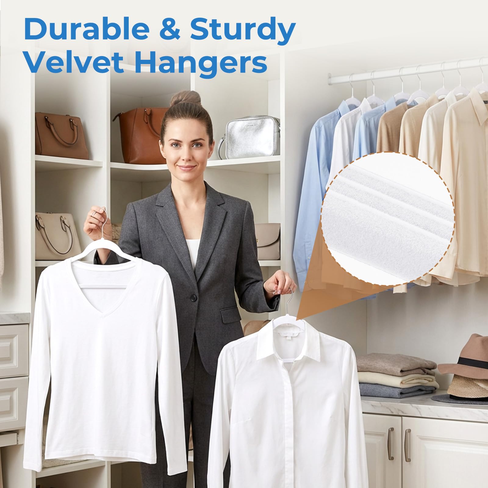 Vertical closet row with slim Smartor hangers saved space.