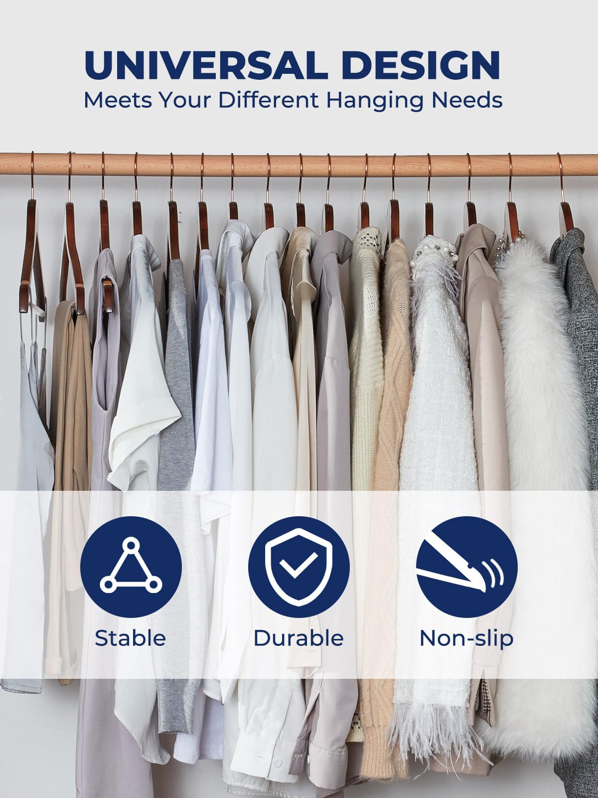 Smartor wooden hanger with 360° rose gold hook for smooth swiveling