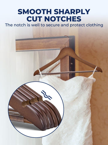 Smartor wooden hanger supports suits and dresses without shoulder distortion